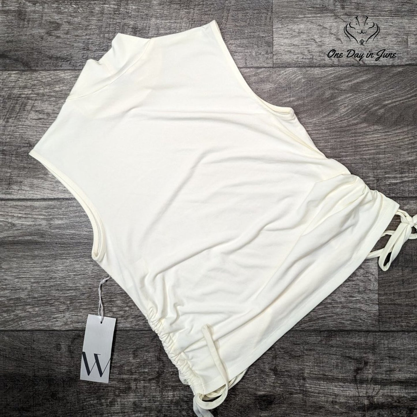 Worthington High Neck Sleeveless Ruched Side Top Size XS