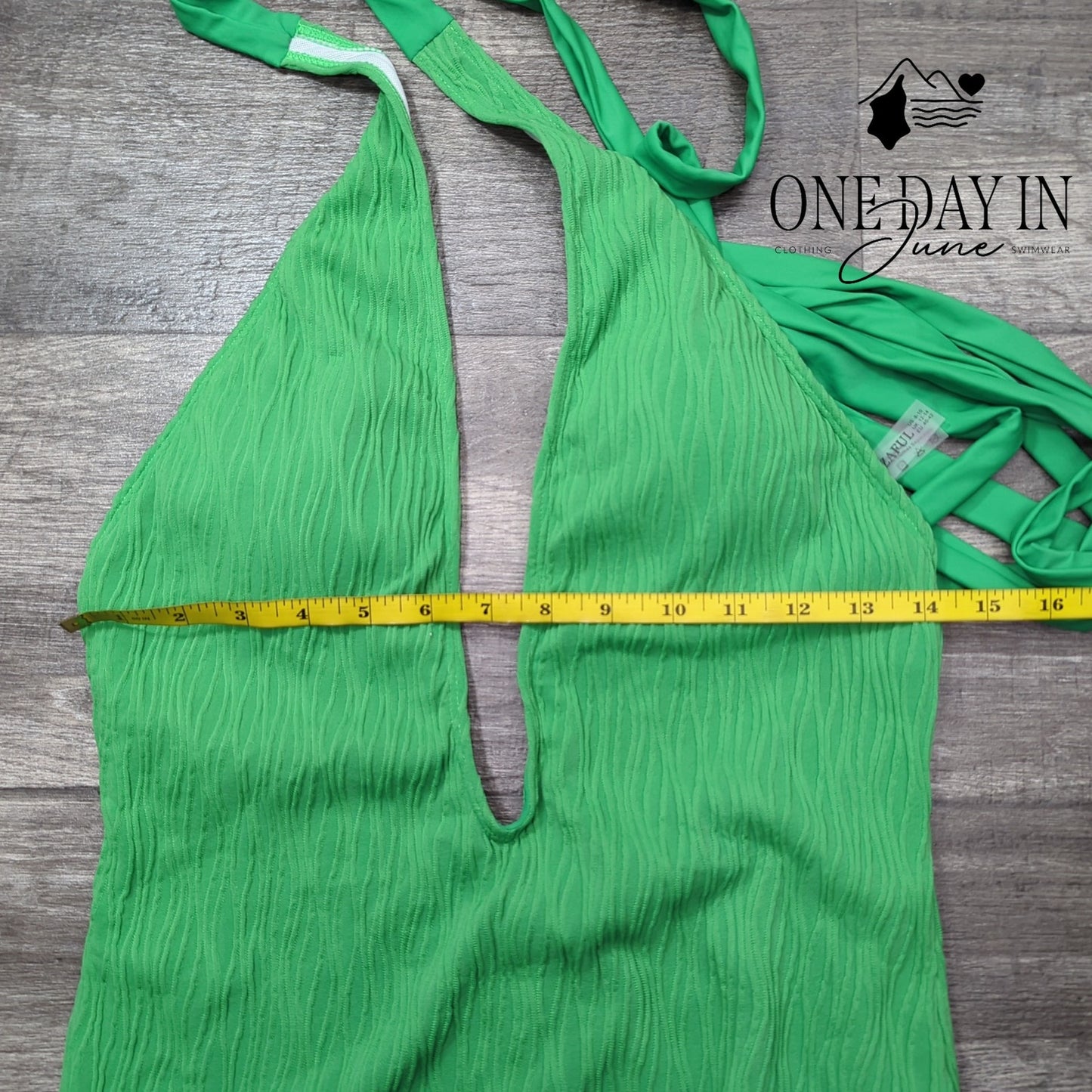 Zaful Deep V Tie Wrap One Piece Swimsuit Size L