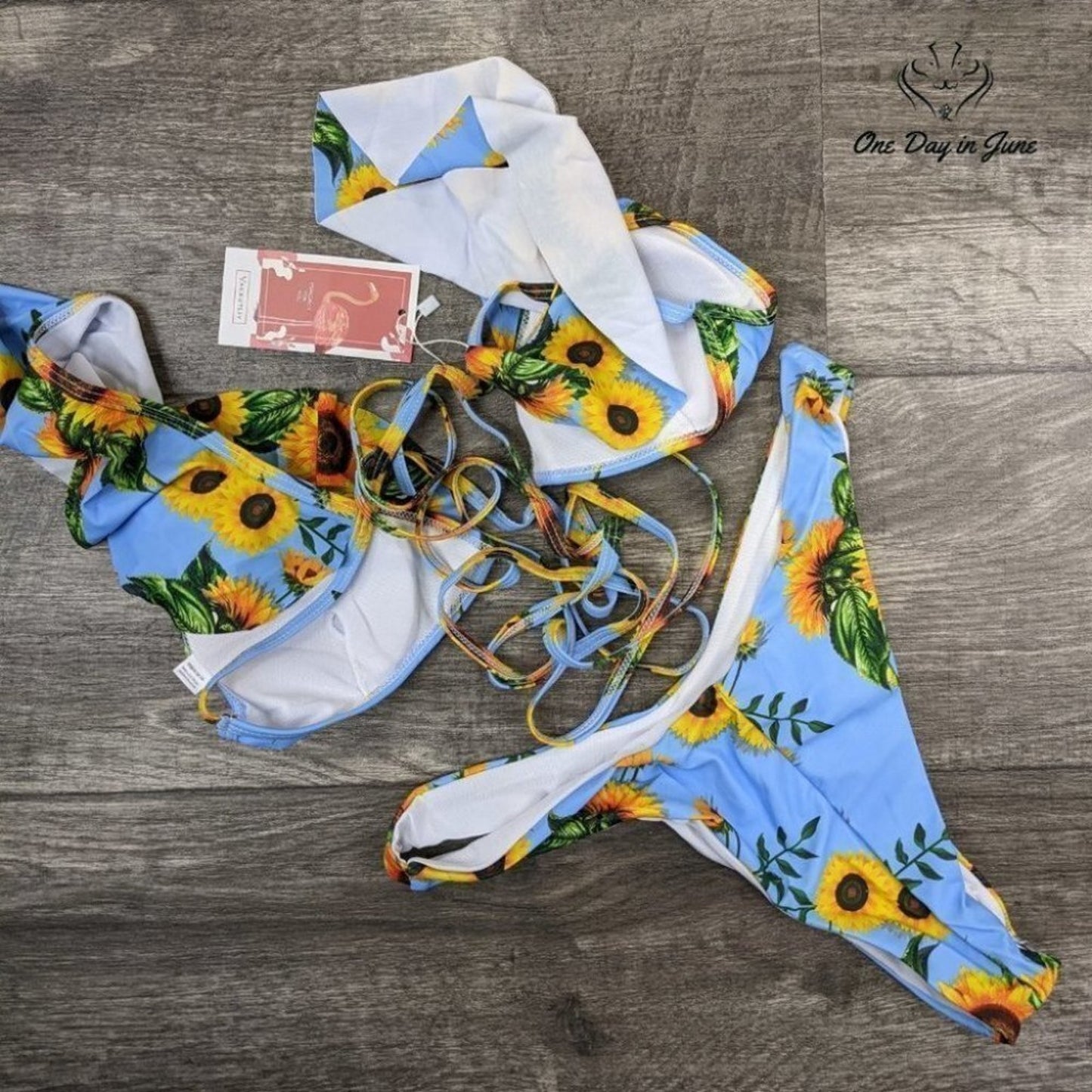 Vackutliv Ruffle Tie Bikini Swimsuit Size L