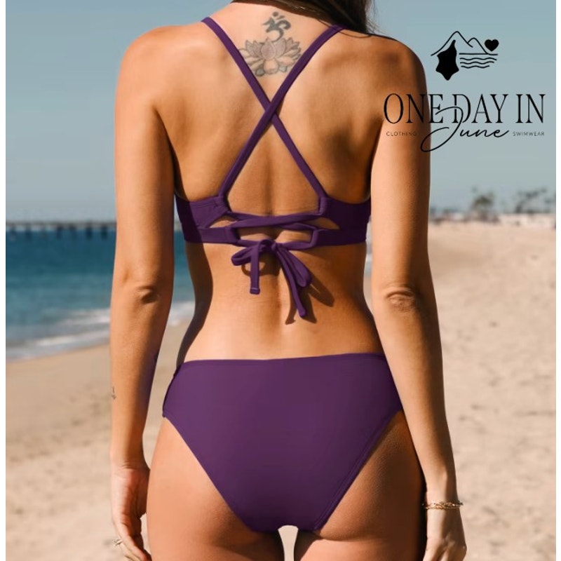 Cupshe Lace Up Back Bikini Swimsuit Size M