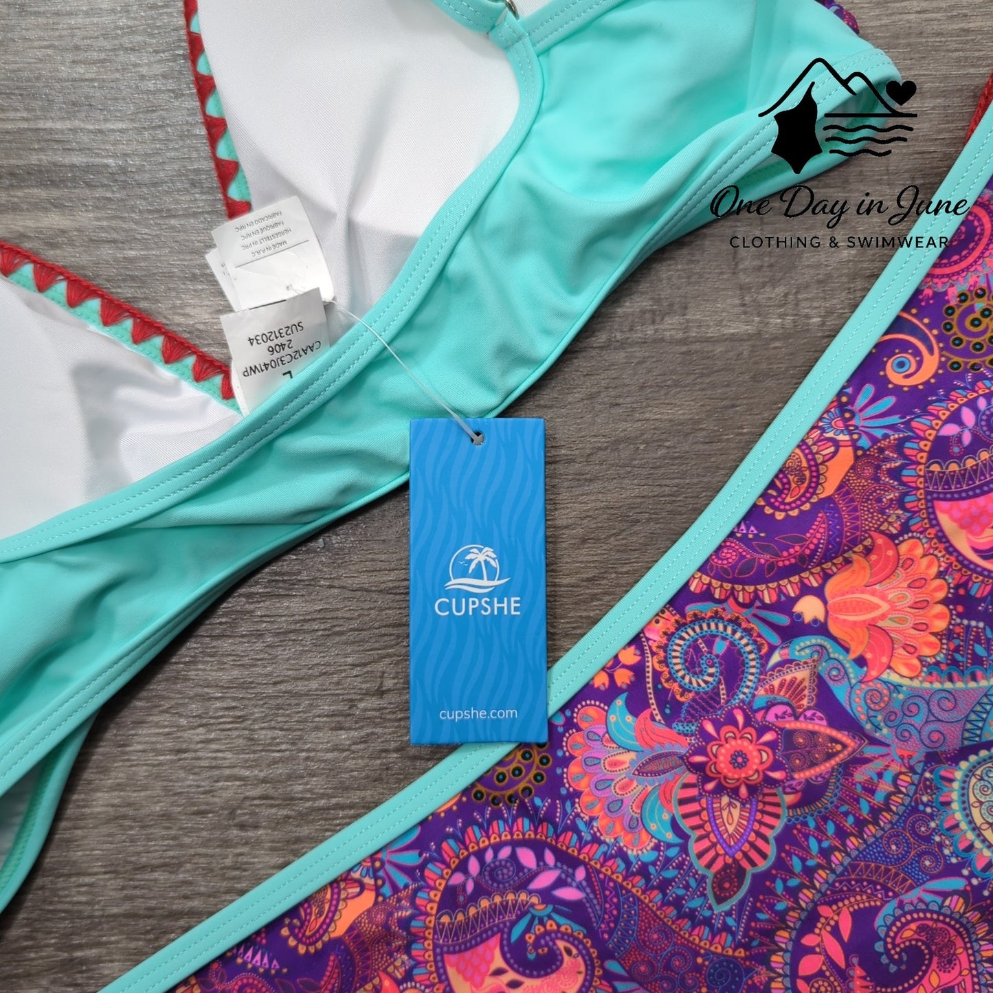 Cupshe Embroidered Edge Bikini Swimsuit Size L
