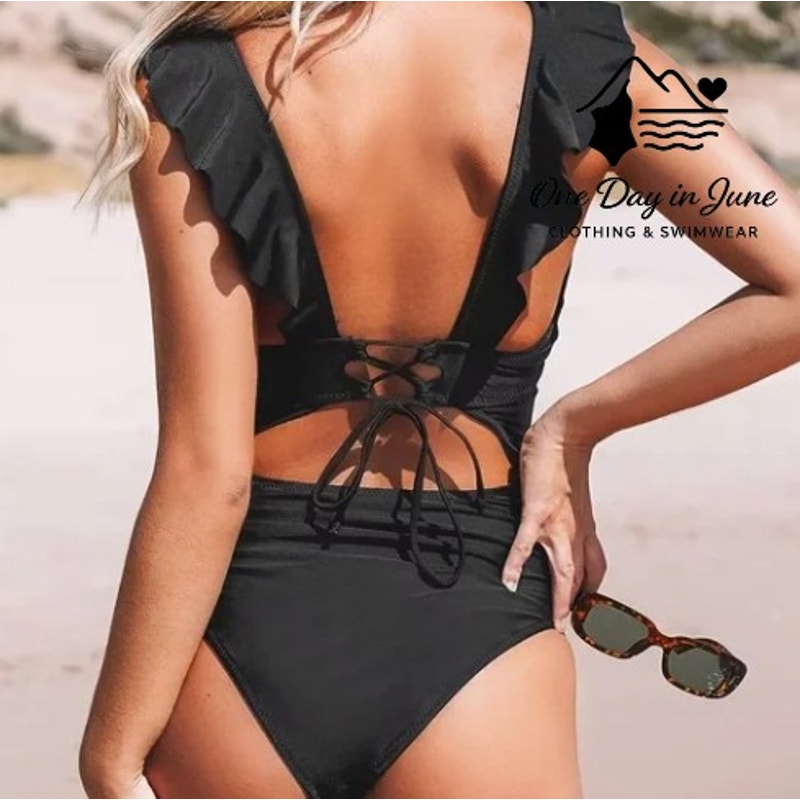 Cupshe Ruffle Shoulder Tummy Control One Piece Swimsuit Size M