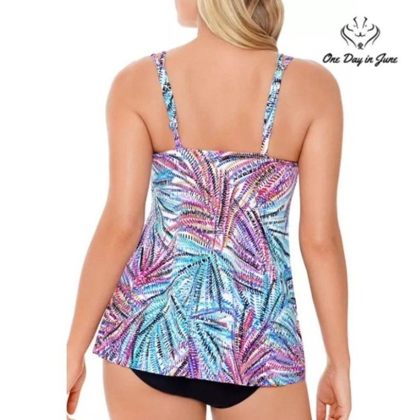 Swim Solutions Hi Low Tankini Top Size 8