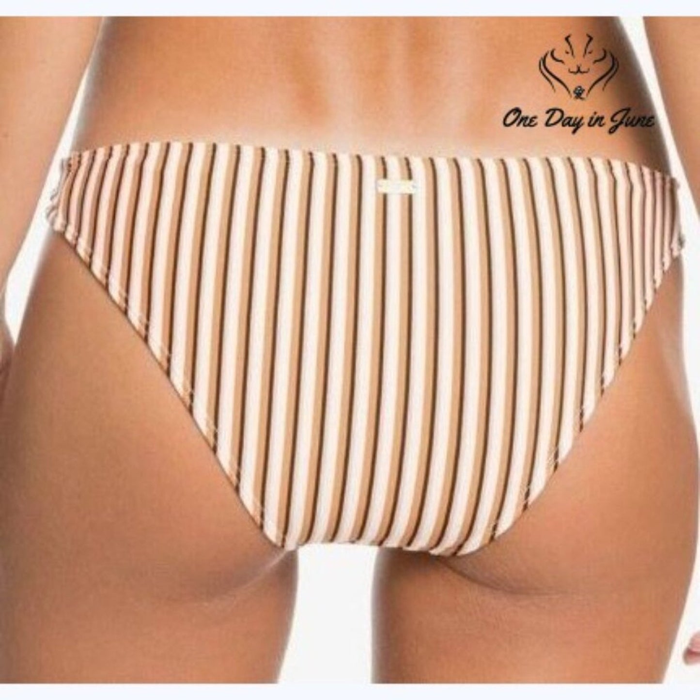 Roxy Beach Classics Full Striped Bikini Bottom Size M