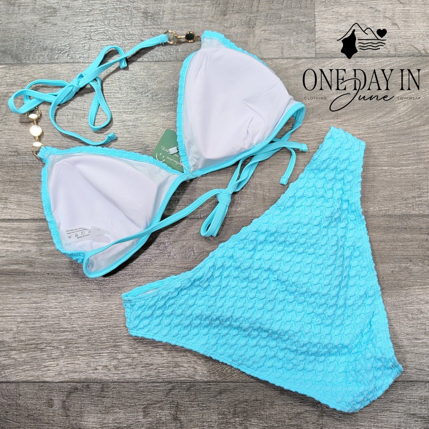 Swimall Textured Halter Bikini Swimsuit Size L