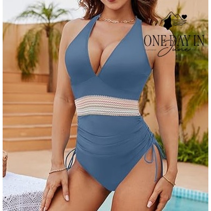 Blooming Jelly V Front Cinched Side One Piece Swimsuit Size L