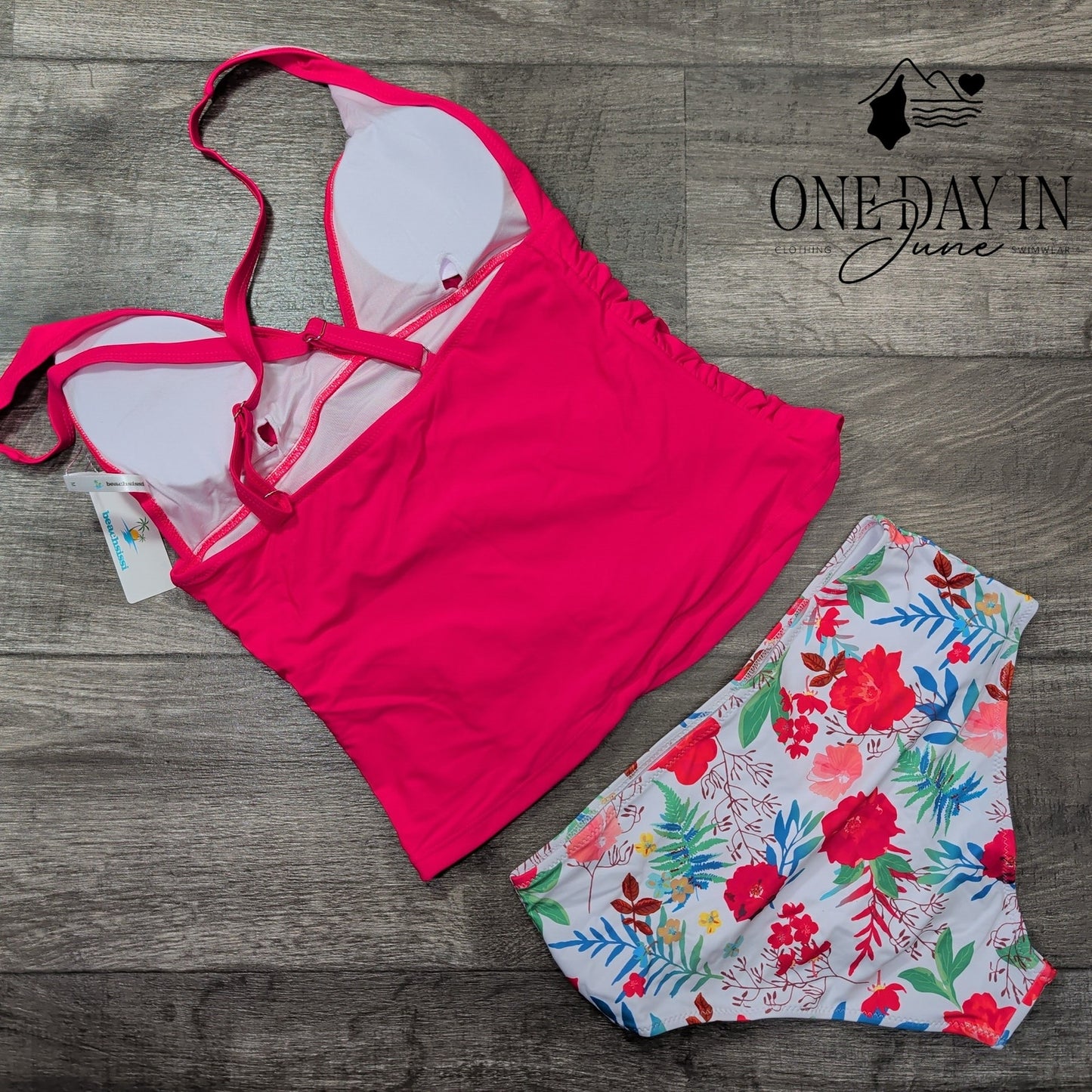 Beachsissi Floral Tankini Swimsuit Size M