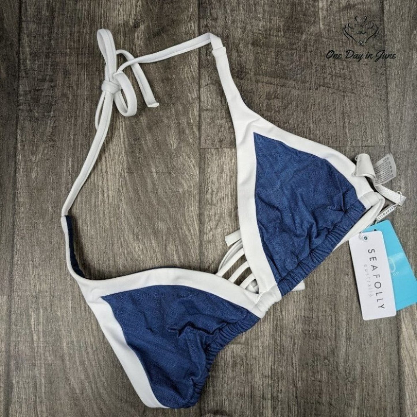 SeaFolly Block Party D Triangle Bikini Top Size 6