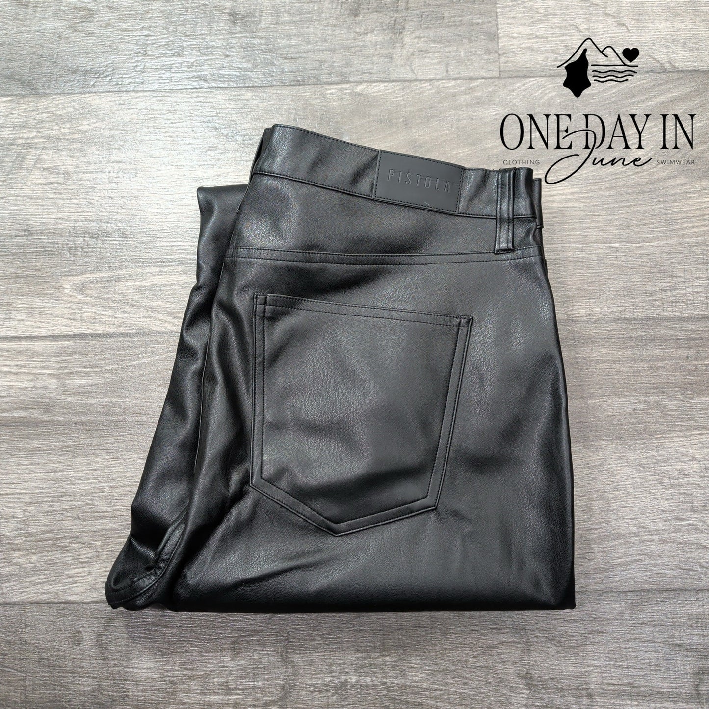 Pistola Faux Leather Pants Black High Rise Straight Leg NWT Size 14 (32)