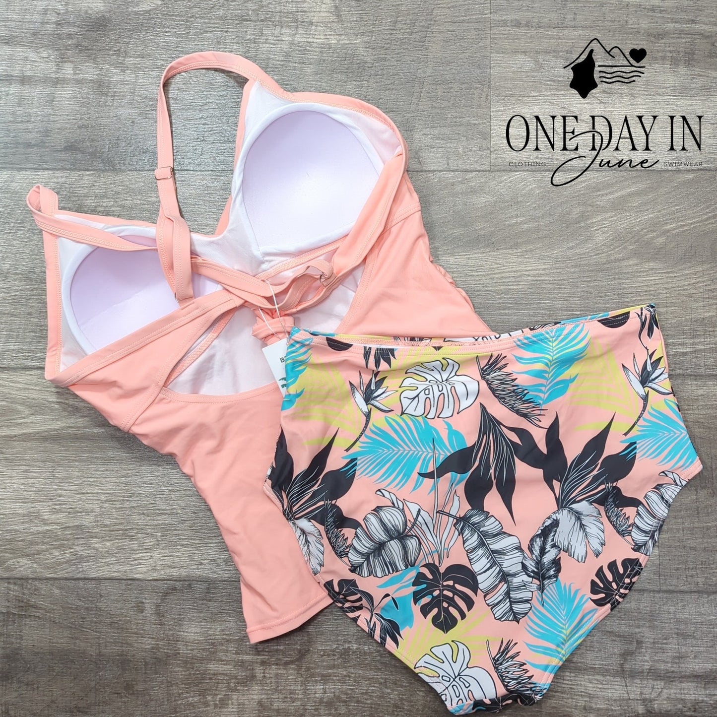 B2Prity Cross Front Tie Back High Waist Bikini Swimsuit Size L