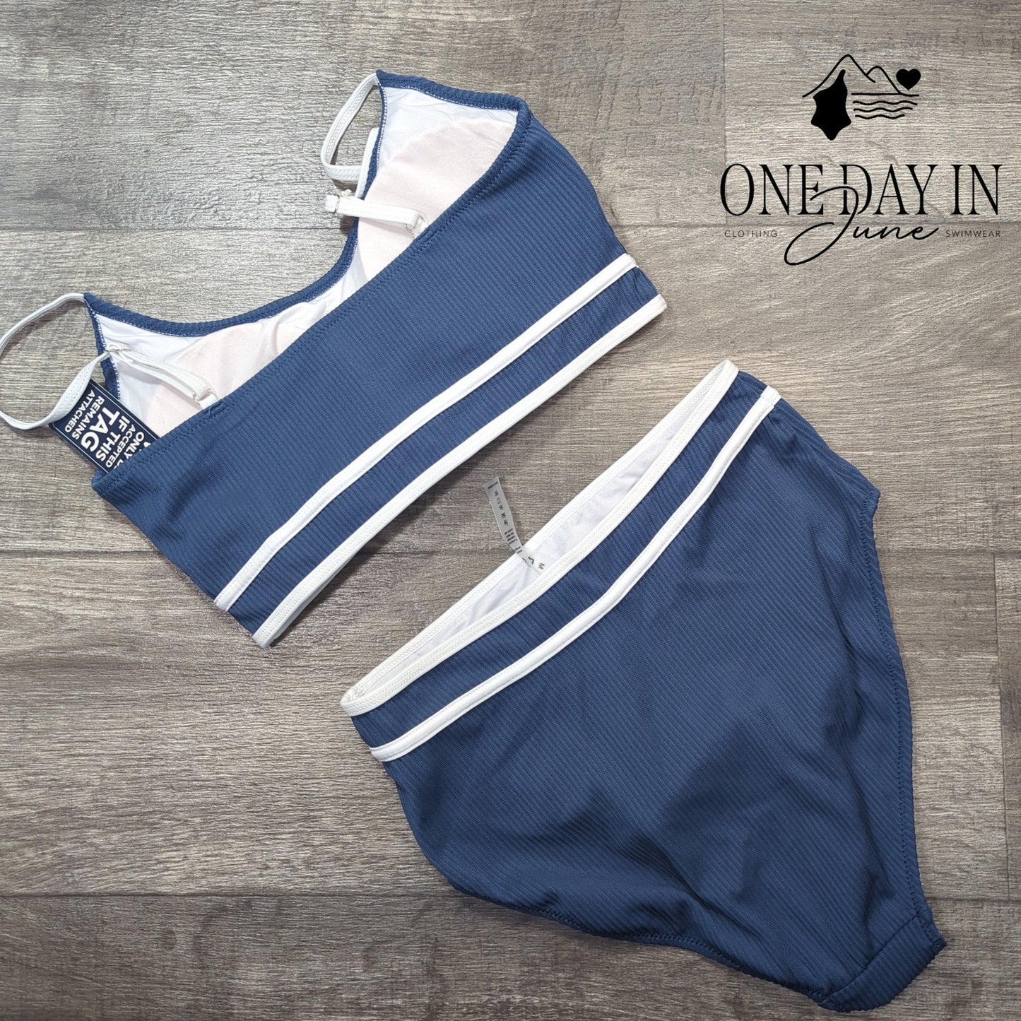 Blooming Jelly Ribbed Crop High Waist Bikini Swimsuit Size M