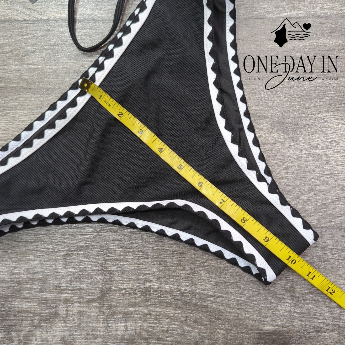 Zaful Ribbed Bandeau Bikini Swimsuit Size M