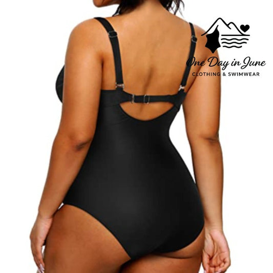 Yonique Plus Size Cross Front Tummy Control One Piece Size 22W
