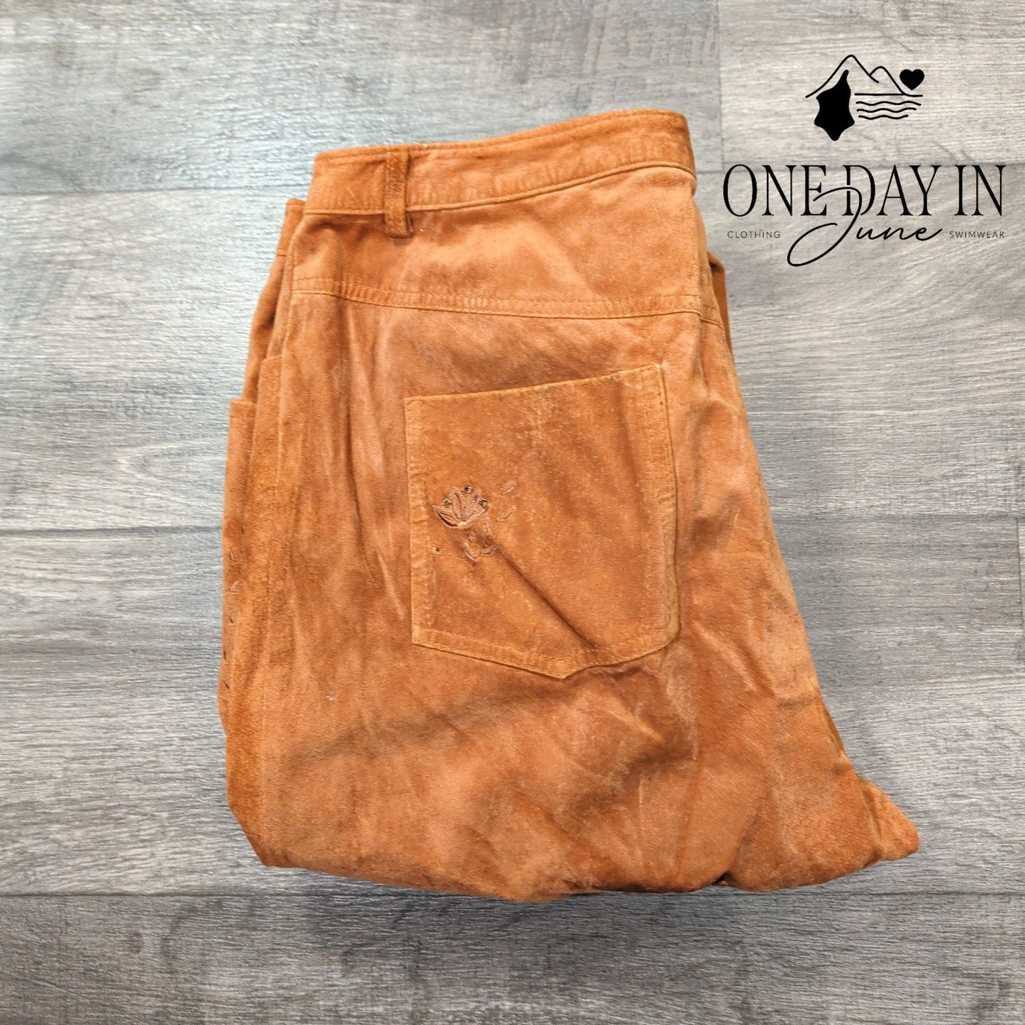 August Silk Logic Suede Pants Size 14