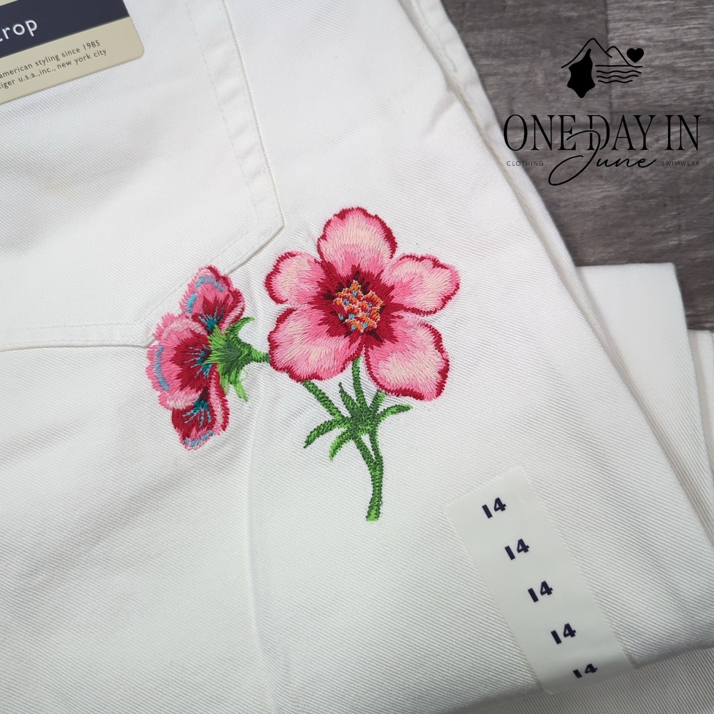 Tommy Hilfiger Embroidered Crop Jeans Size 14