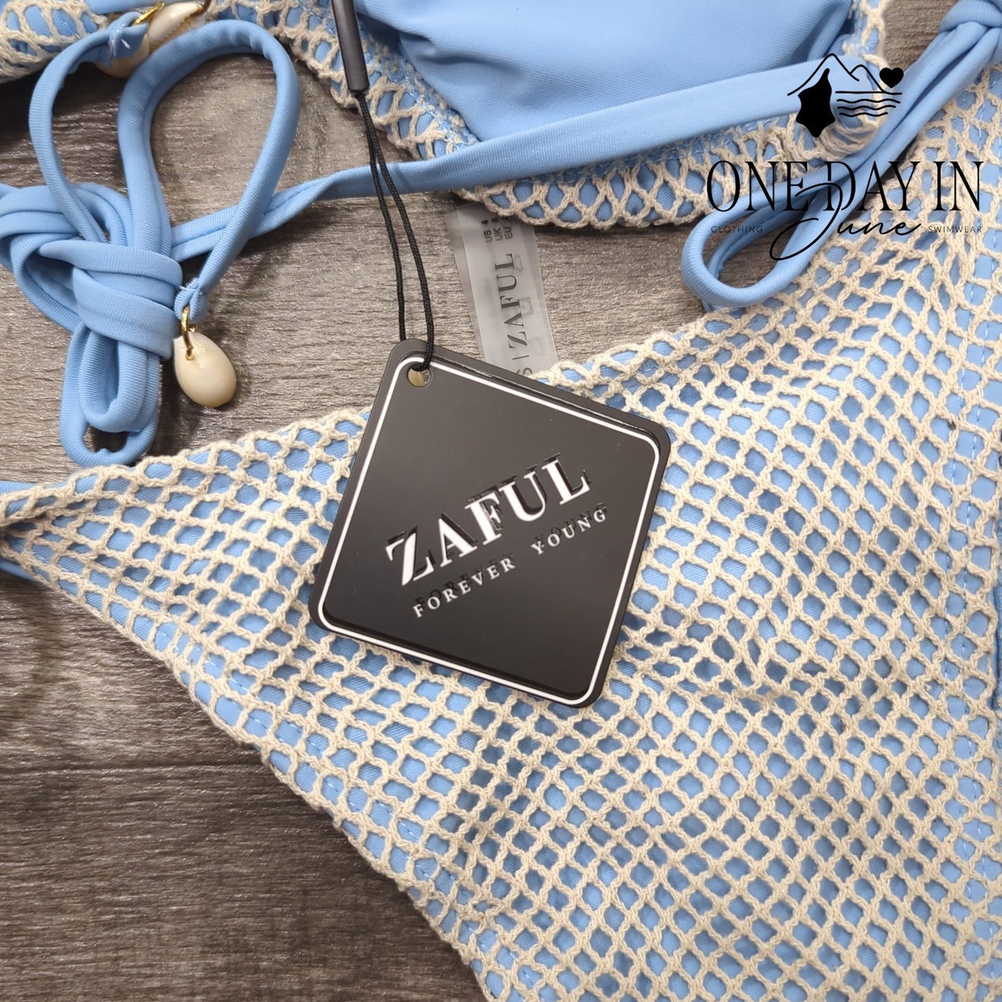 Zaful High Cut Tie Side Tie Back Bikini Swimsuit Size S