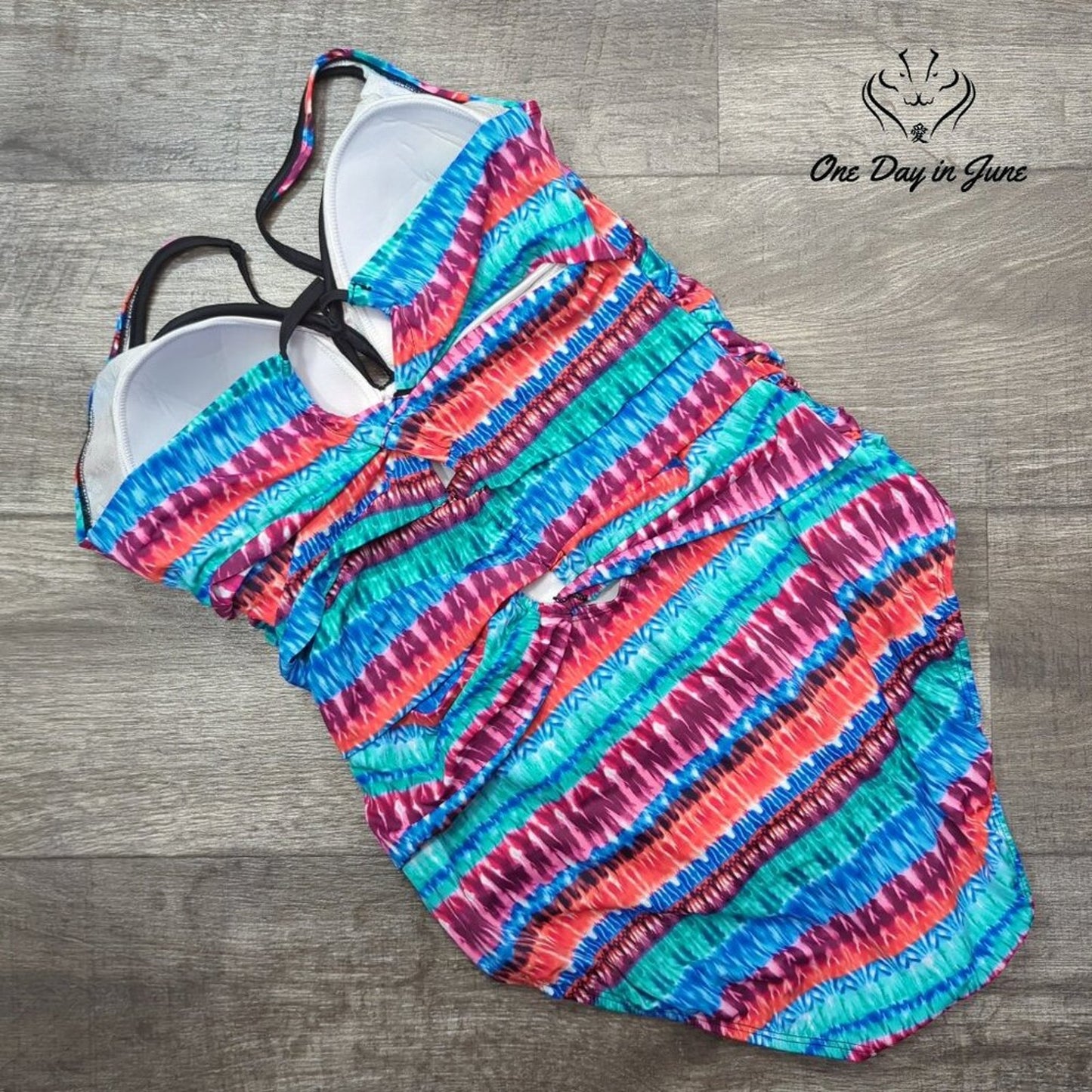 Coastal Blue Sweetheart Top Tummy Control One Piece Swimsuit Size XL