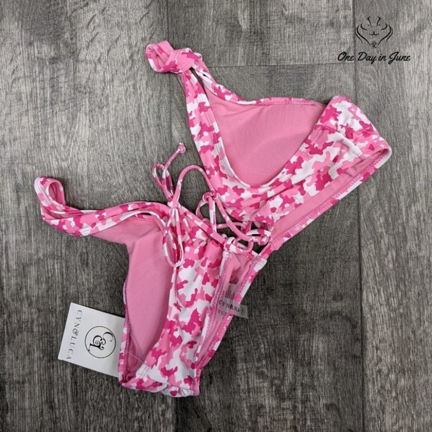 Cyn Luca Tall Triangle with Lace Back Bikini Top Swimsuit Size XL