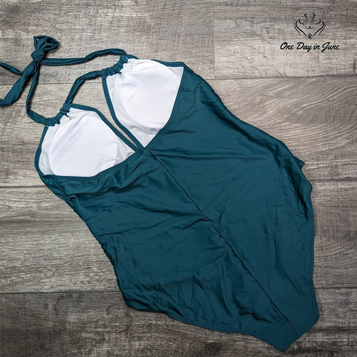 Charmo V Neck Cut Out Tummy Control One Piece Swimsuit Green Size 2XL