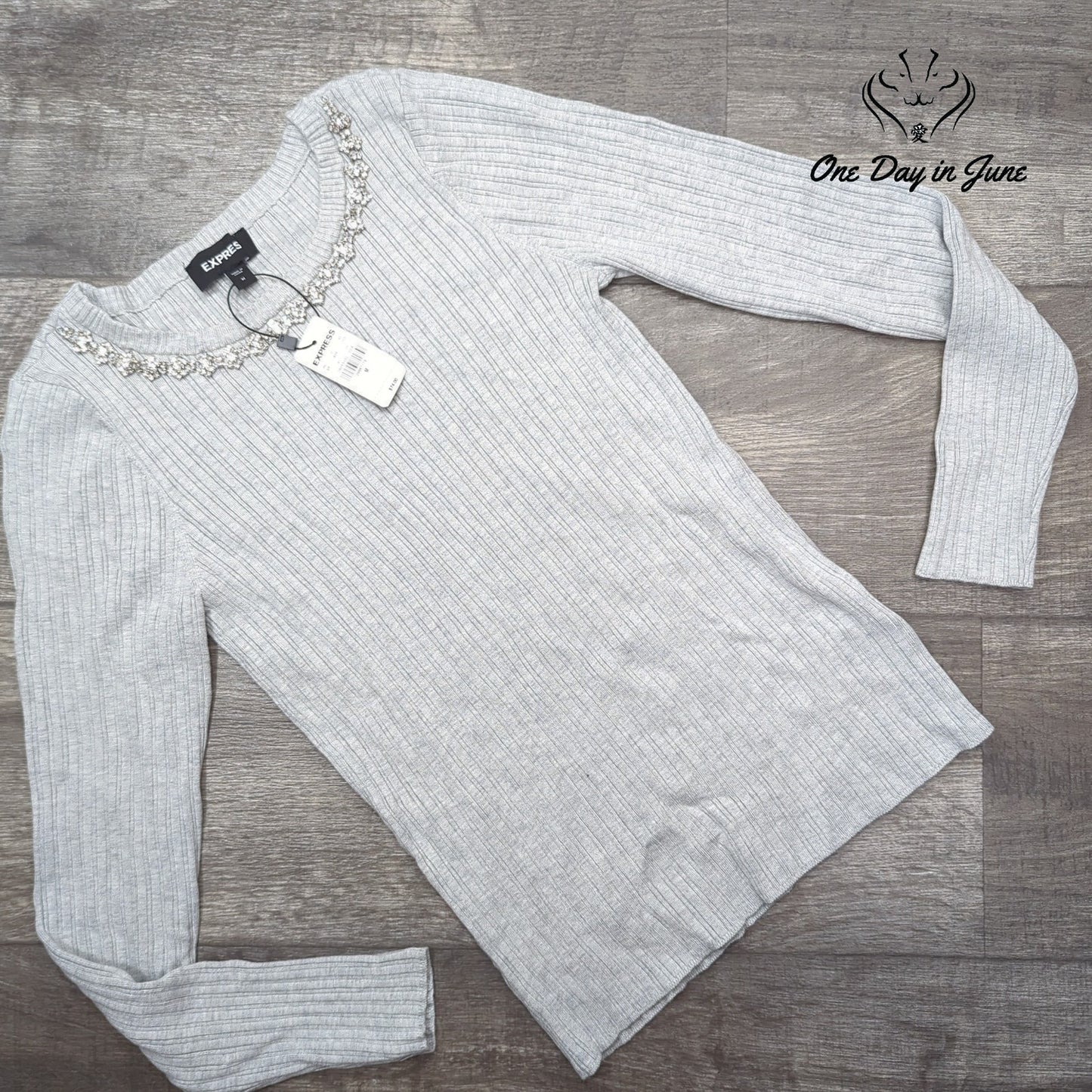 Express Long Sleeve Ribbed Top Size M