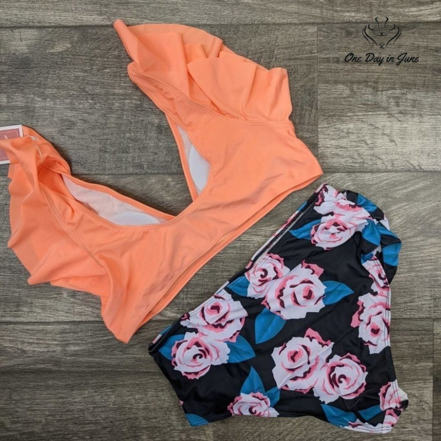 Vackutliv Ruffle Cap Bikini Swimsuit Size L