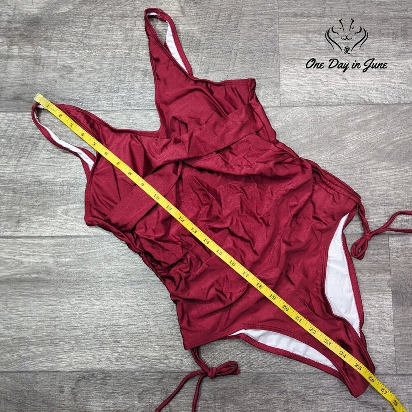 ODIJ Vintage V Neck Tummy Control One Piece Swimsuit Size M