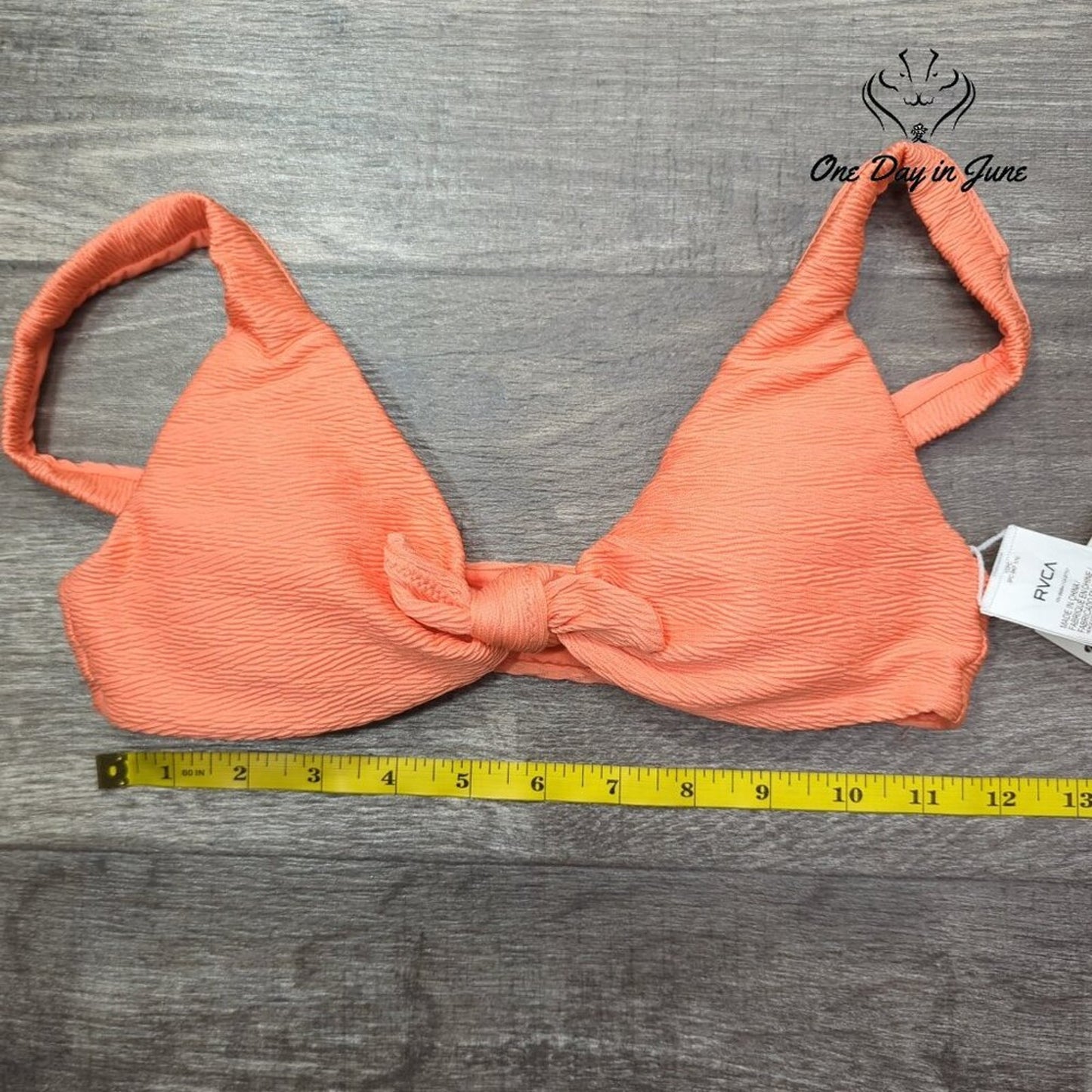 RVCA The Jolla Tie Front Bikini Top Size XS