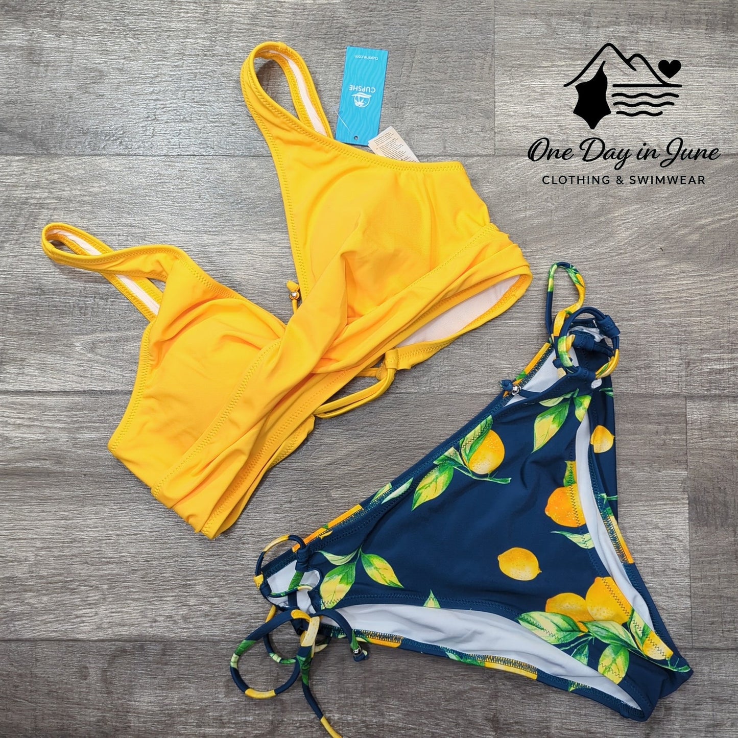 Cupshe Cross Front Tie Back Tie Side Bikini Swimsuit Size L
