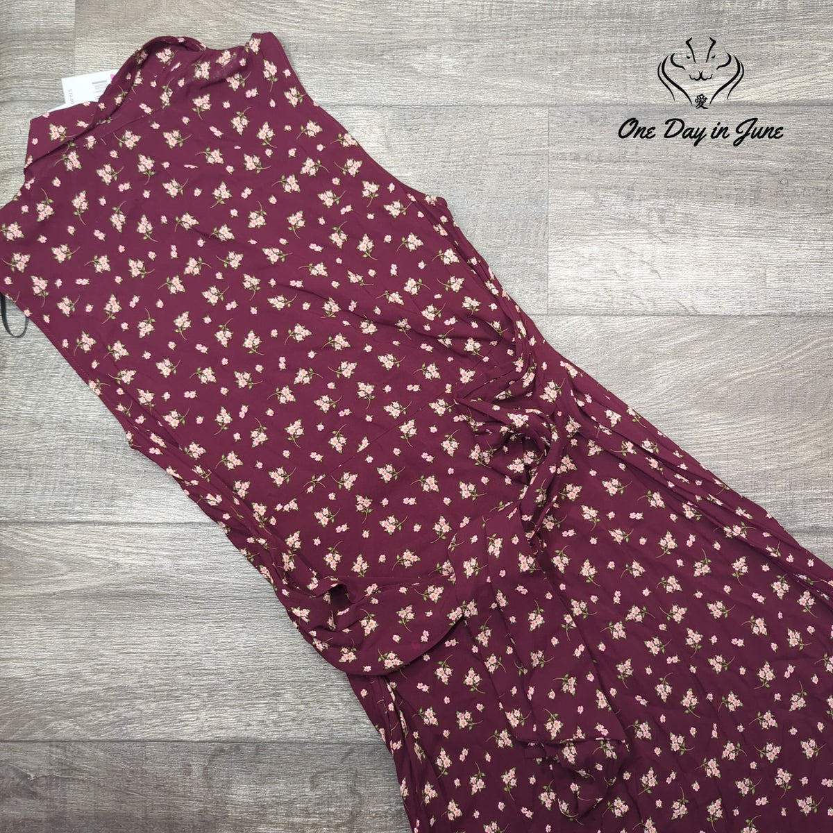 Emma & Michele Floral Sleeveless Button Front Midi Dress Burgundy NWT Size M
