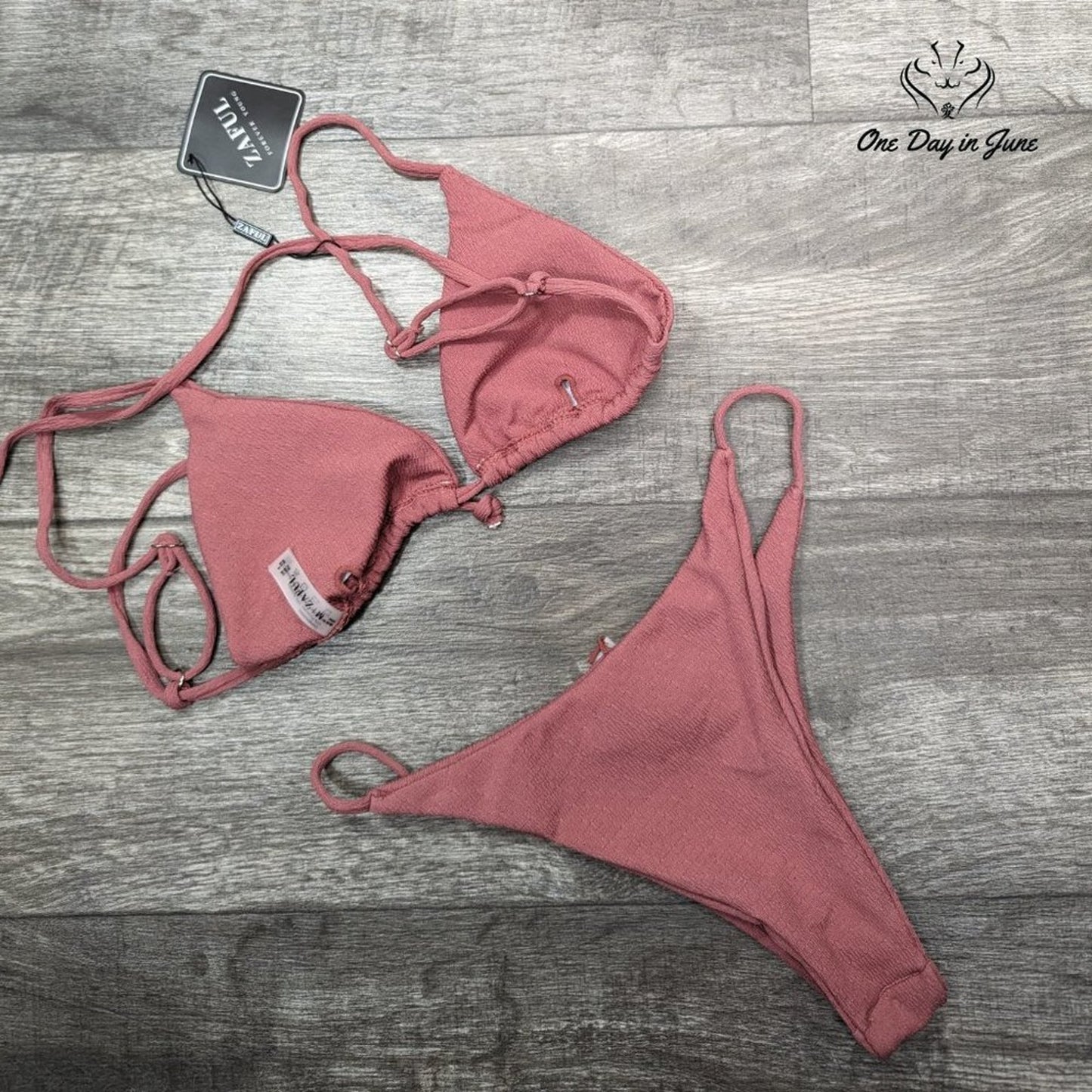 Zaful Textured Triangle Bikini Swimsuit Size 6