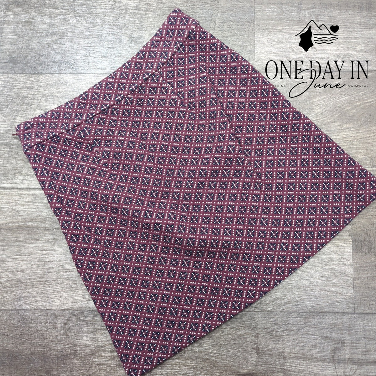 Loft Front Pocket Geometric Mini Skirt Burgundy Navy White Size 2