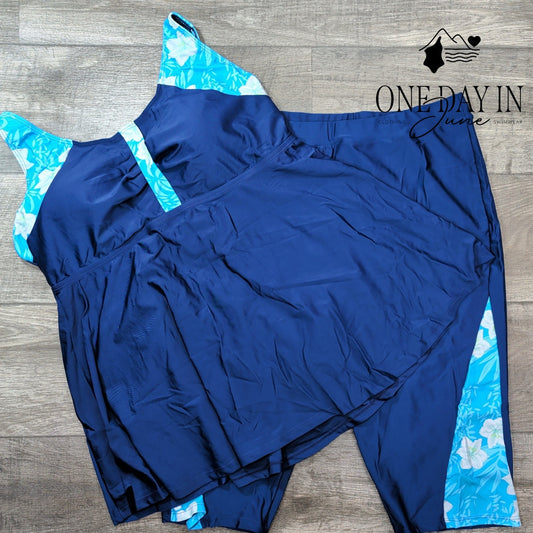 Hanna Nikole Plus Size Long Shorts Tankini Swimsuit Size 22W