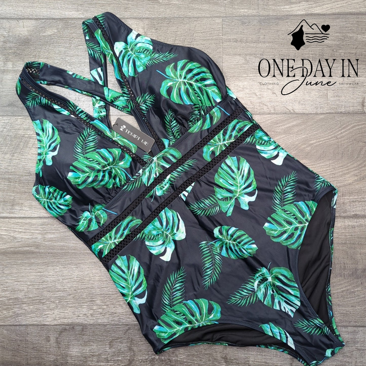 Tempt Me Plus Size V Neck Cross Back One Piece Swimsuit Size 18W