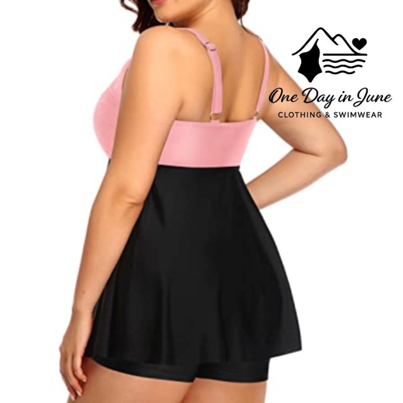 Daci Plus Size Knot Front Boyshort Tankini Swimsuit Size 16W