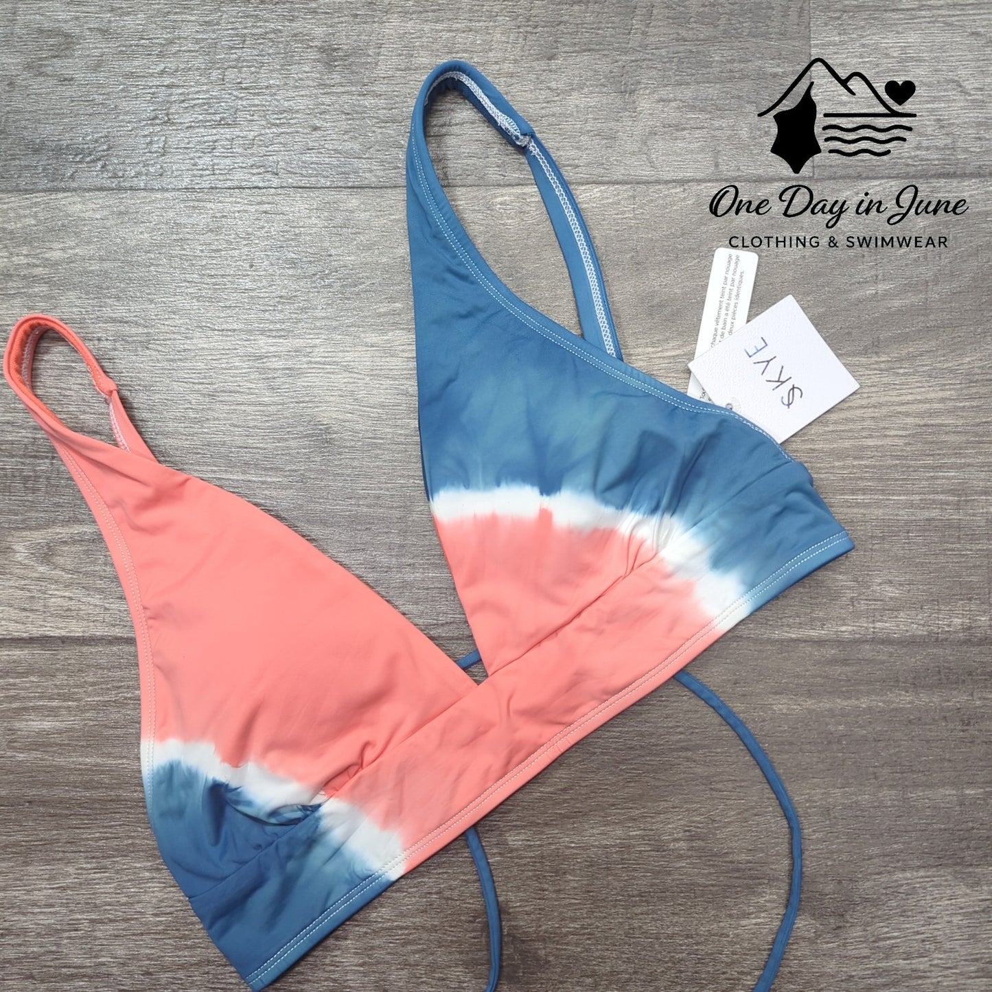 Skye Isabella Tie Dye Lace Up Back Bikini Top Size S