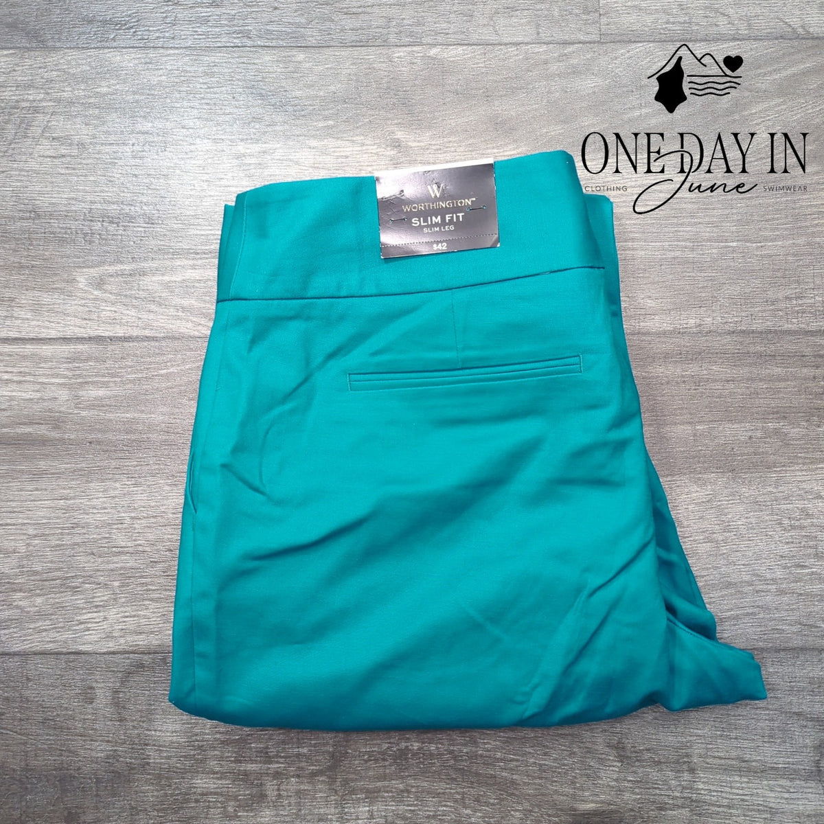 Worthinigton Slim Fit Slim Leg Dress Pants Teal Turquoise NWT Size 16S