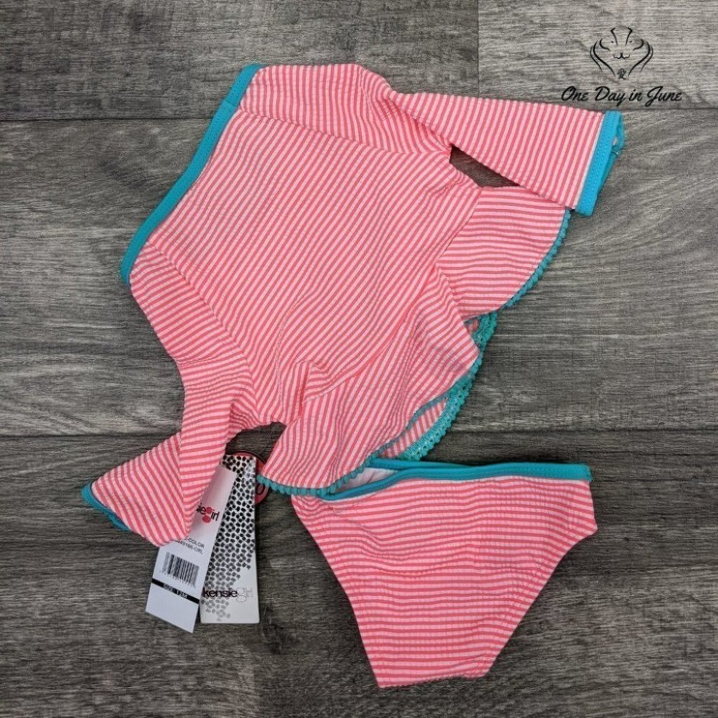 Kensie Girl Seersucker Stripe Rash Guard Bikini Swimsuit Size 12 Mths