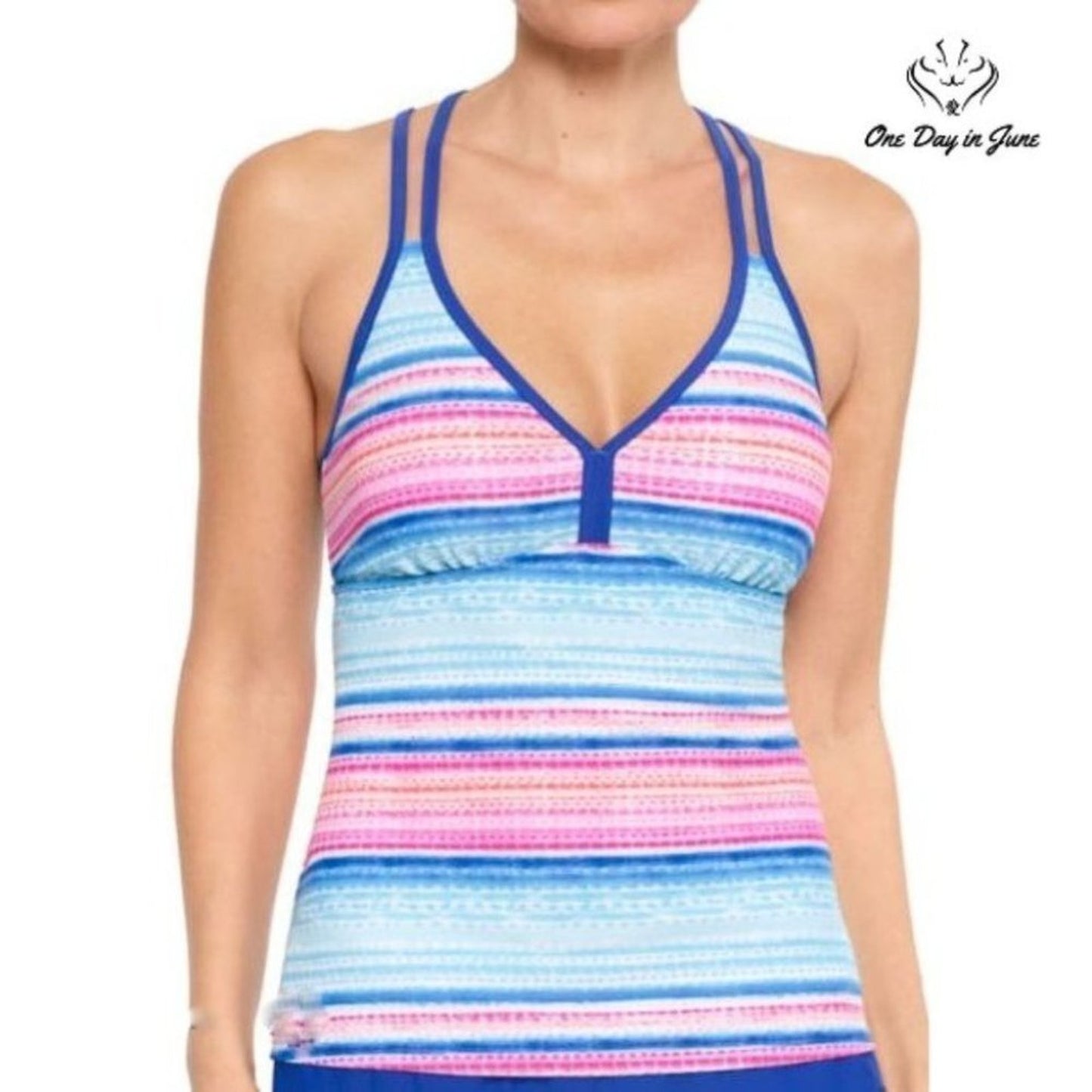 Splashletics Striped Tankini Top Size S