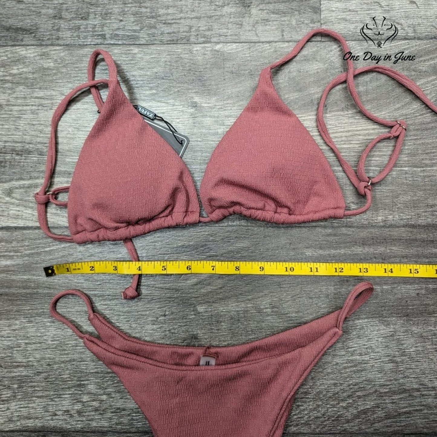 Zaful Textured Triangle Bikini Swimsuit Size 6