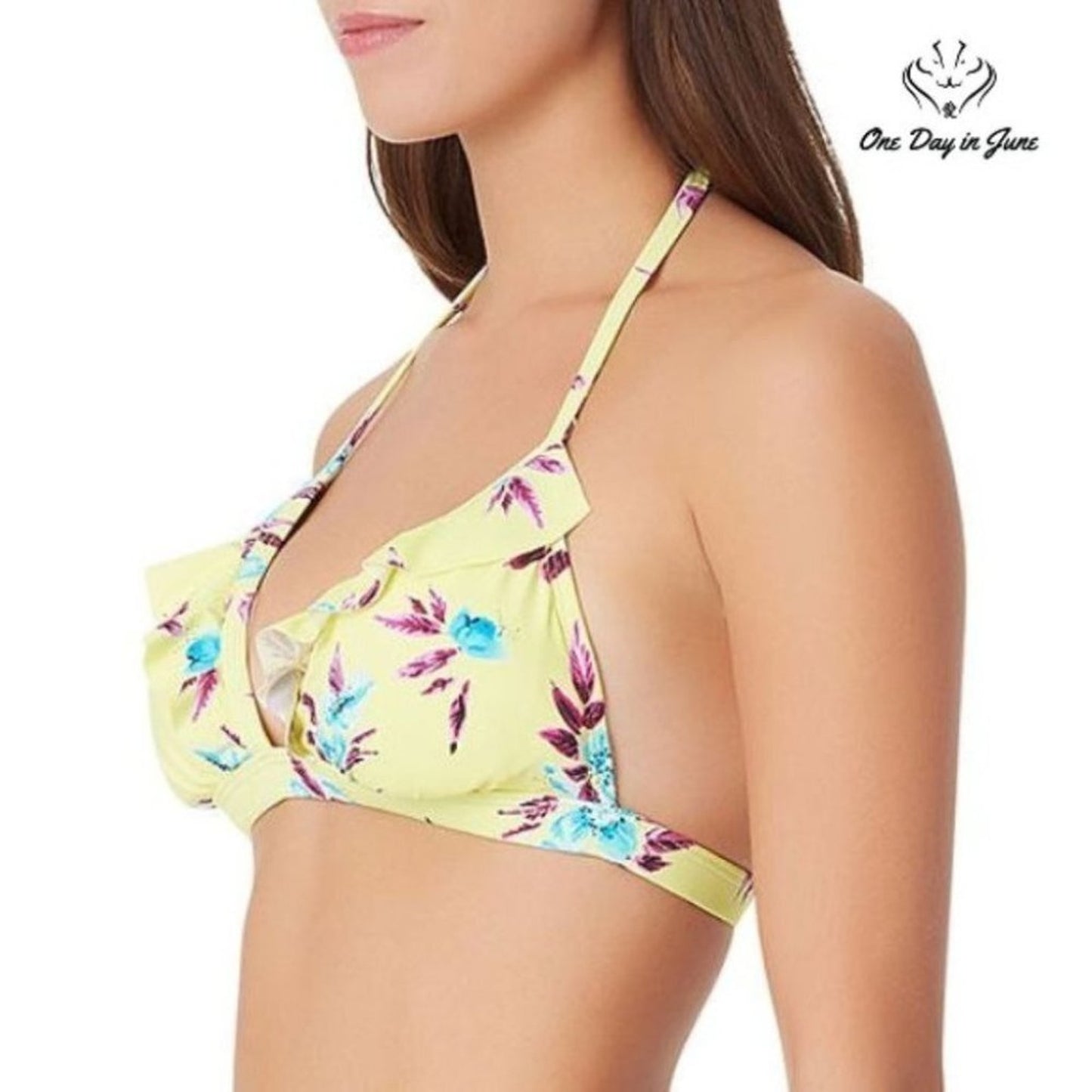 Sugar Beach Floral Triangle Bikini Top Size L