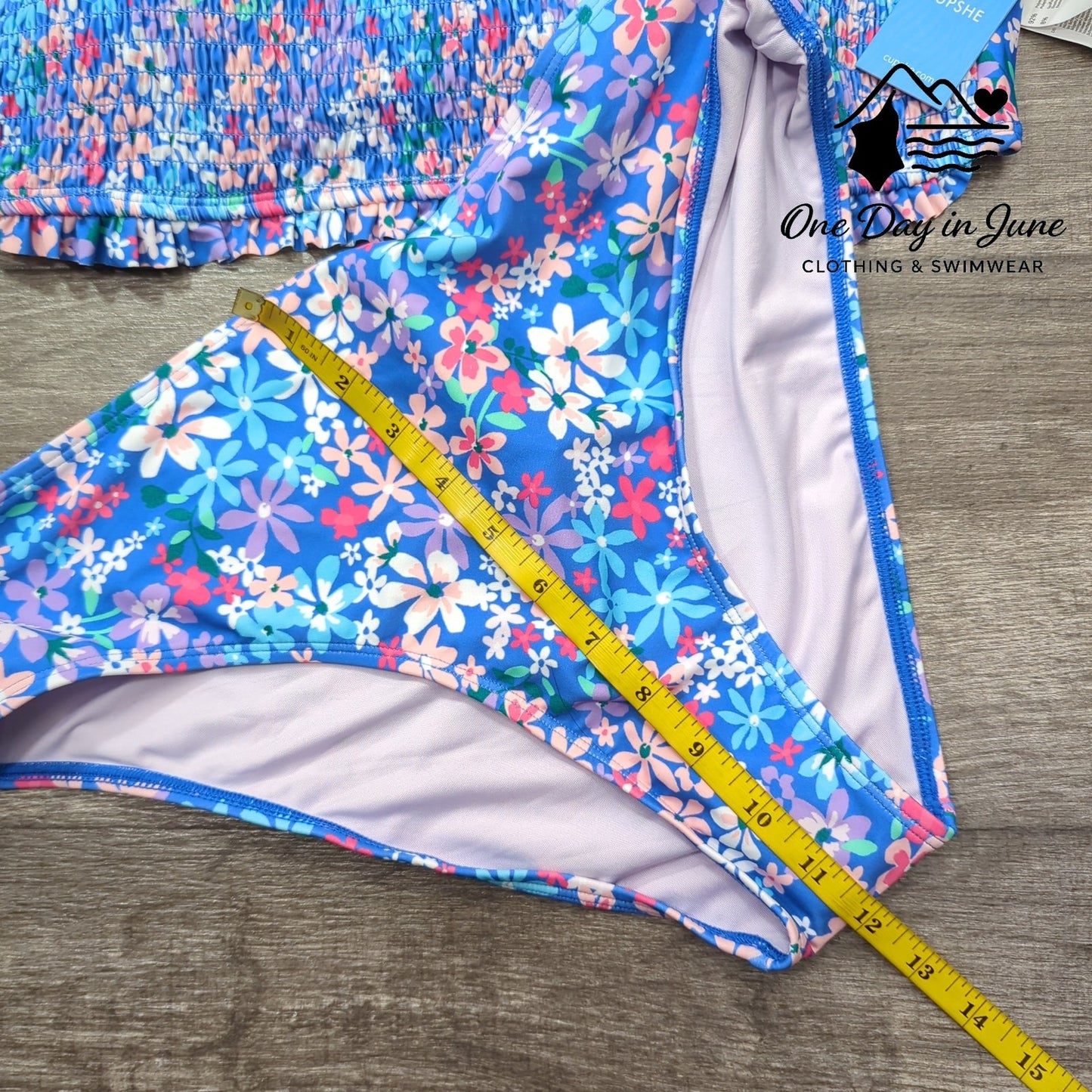 Cupshe Tie Back Smocked Bikini Swimsuit Size L