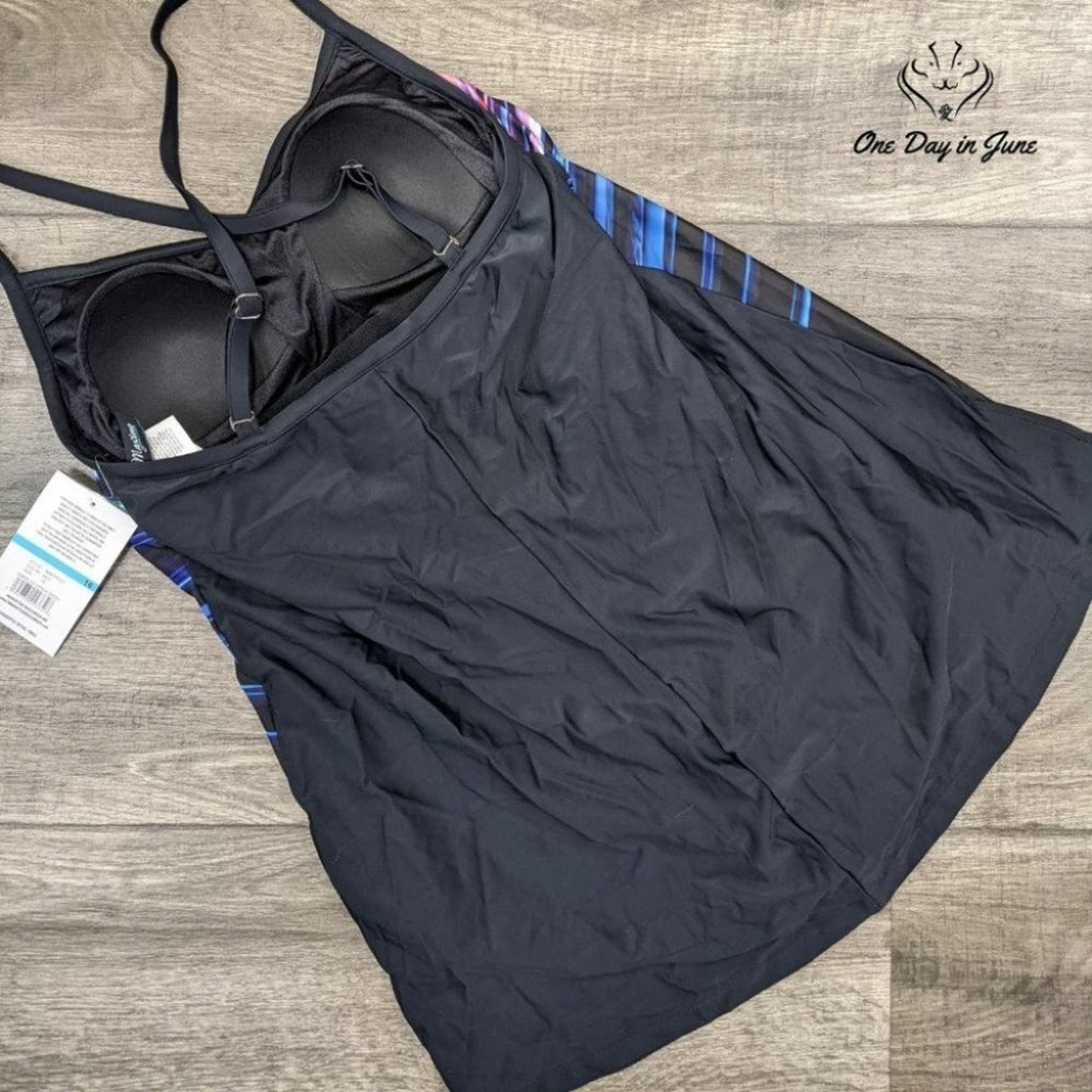 Maxine of Hollywood Scoop Neck Swimdress One Piece Swimsuit Size 16