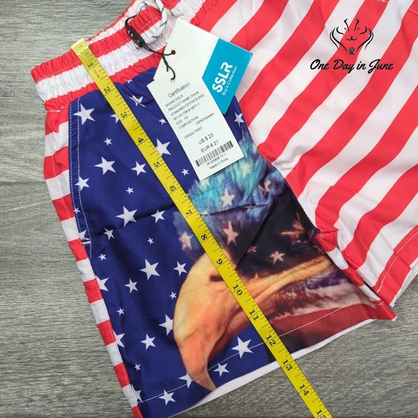 SSLR Boys American Flag Board Shorts Size XS
