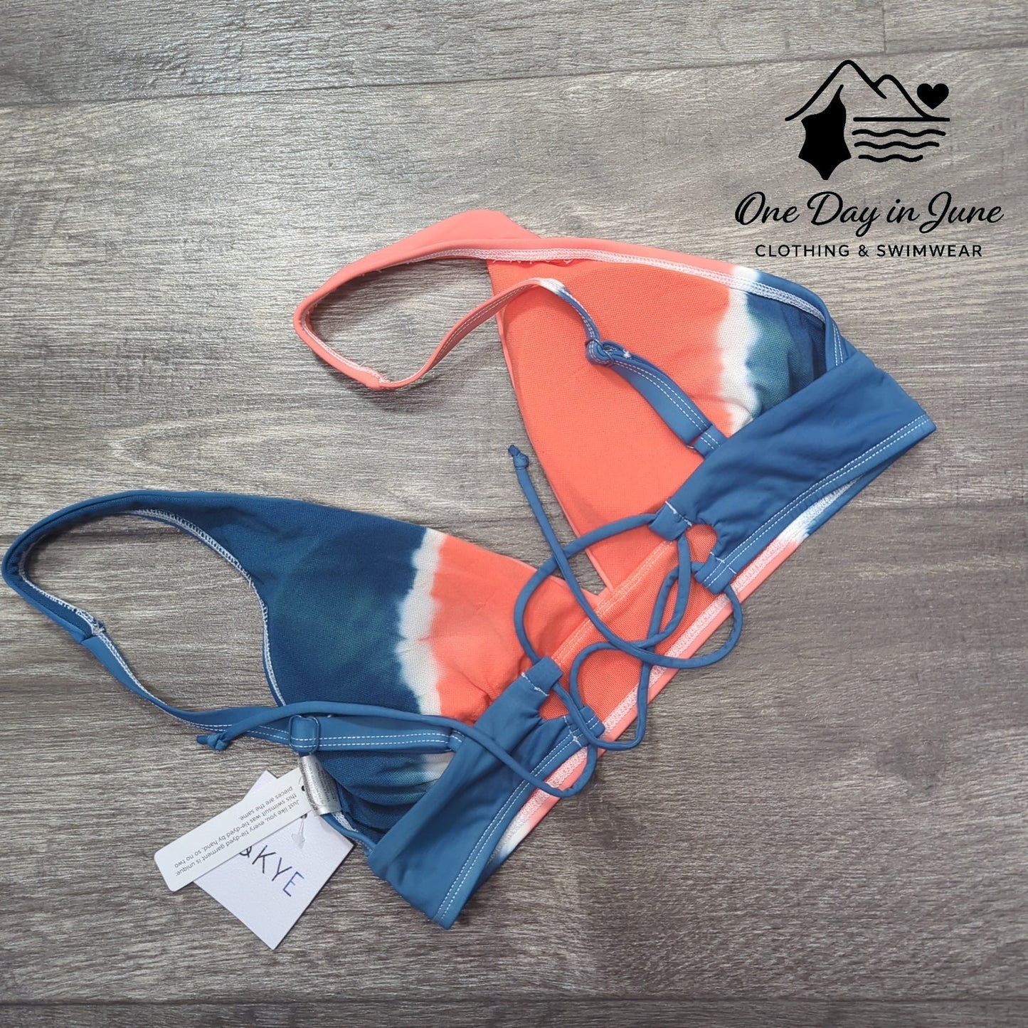 Skye Isabella Tie Dye Lace Up Back Bikini Top Size S