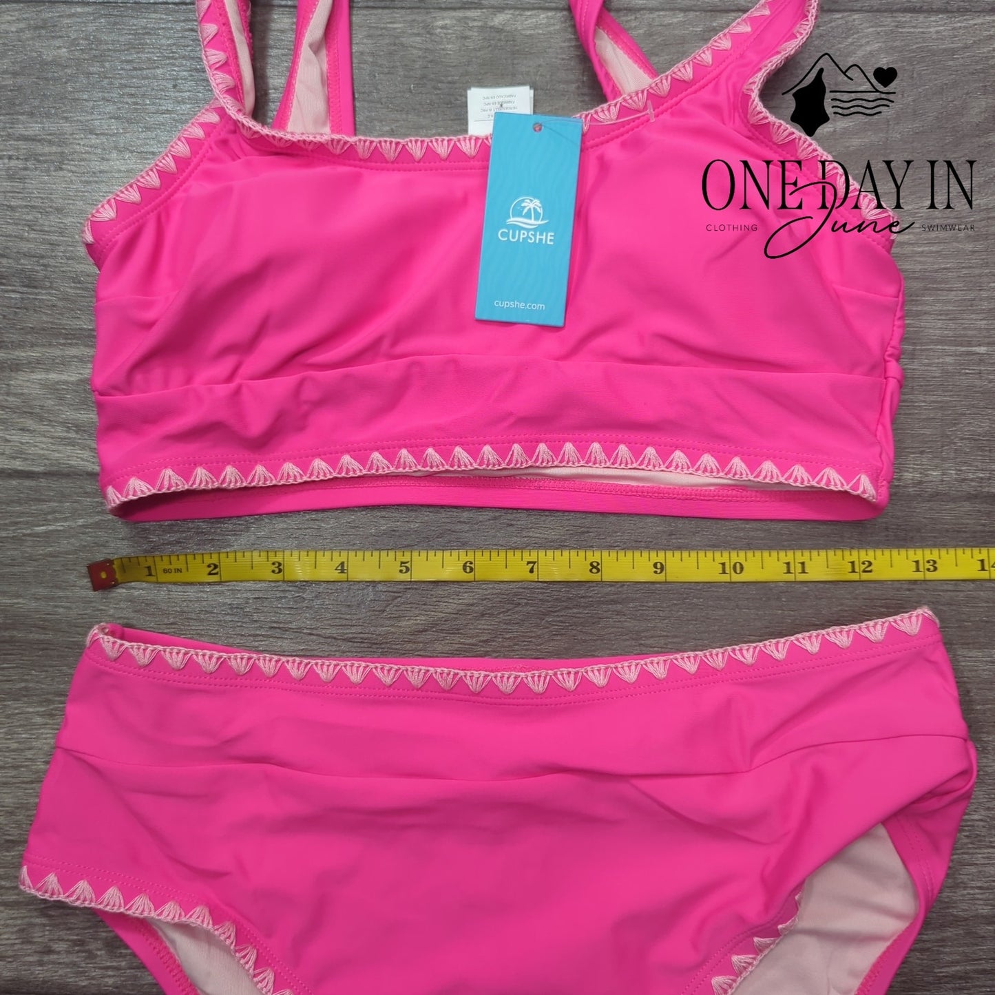 Cupshe Crop Top Embroidered Edge Bikini Swimsuit Size S