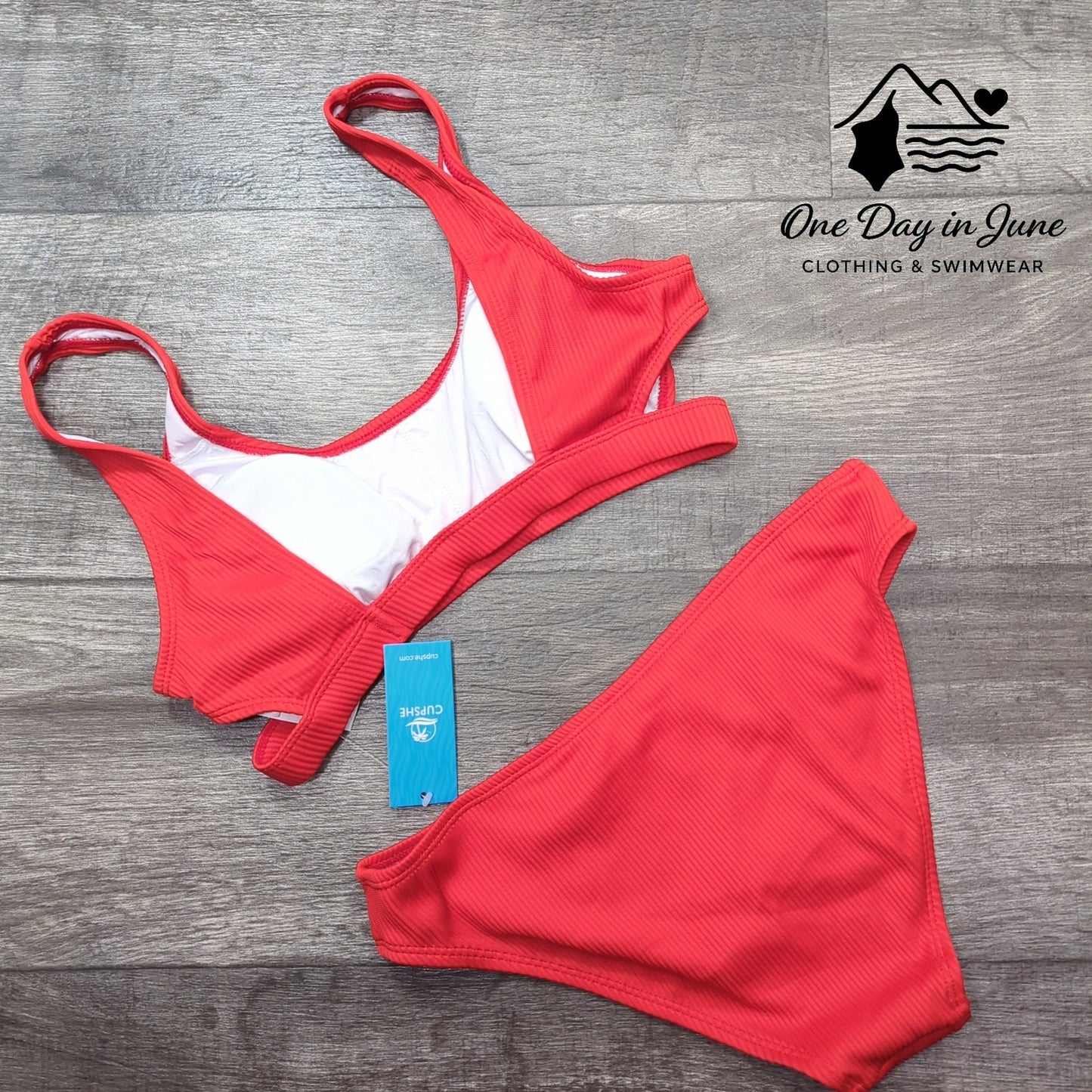 Cupshe Ribbed Crop Bikini Swimsuit Size S