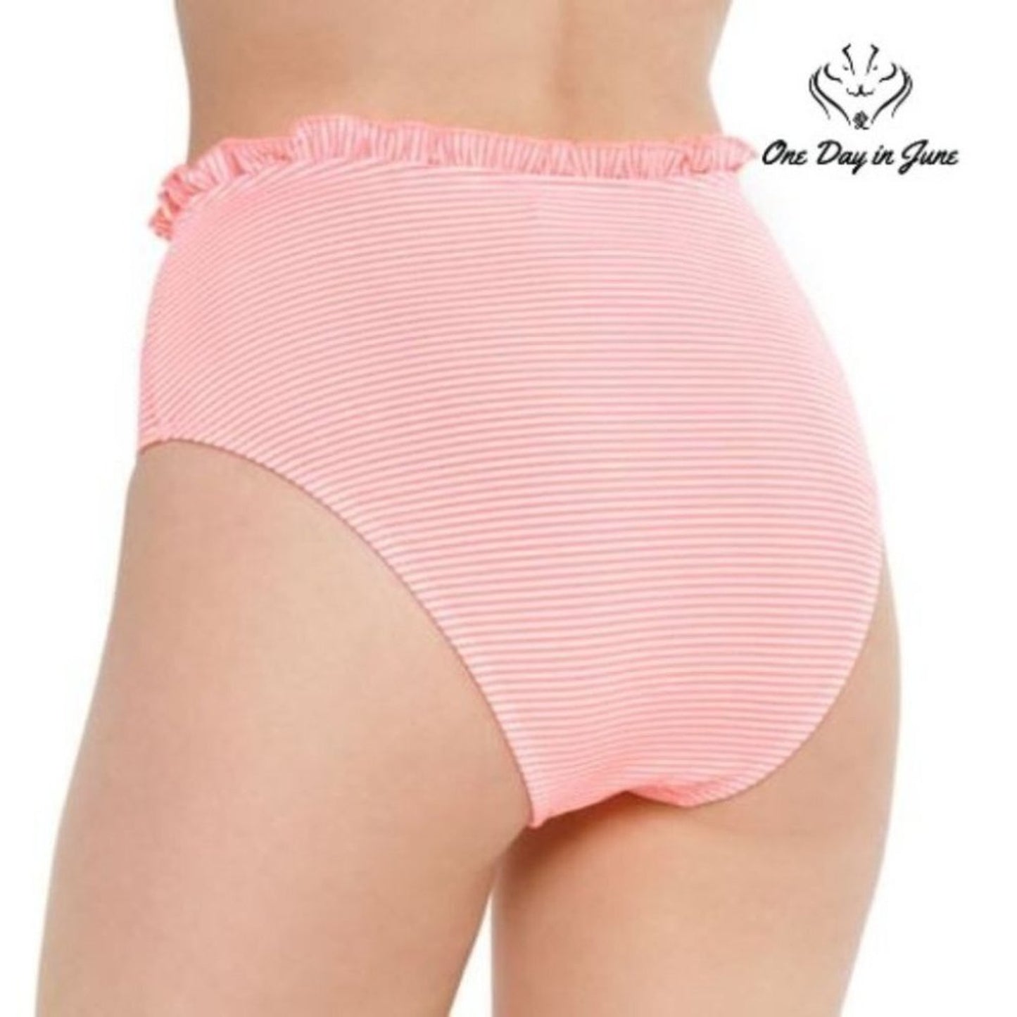 Arizona Jean Co. Seersucker Striped Flounce Bikini Bottom Size M