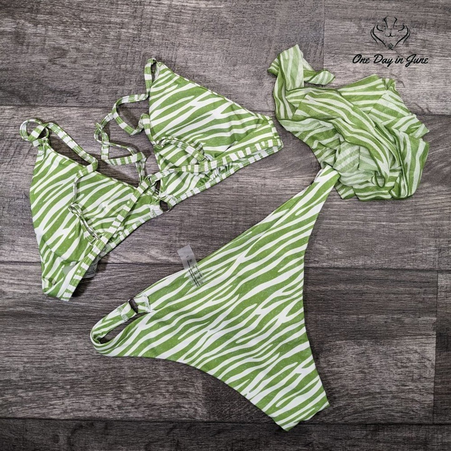 Soly Hux 3 Piece Triangle Bikini with Mesh Cover Up Size S