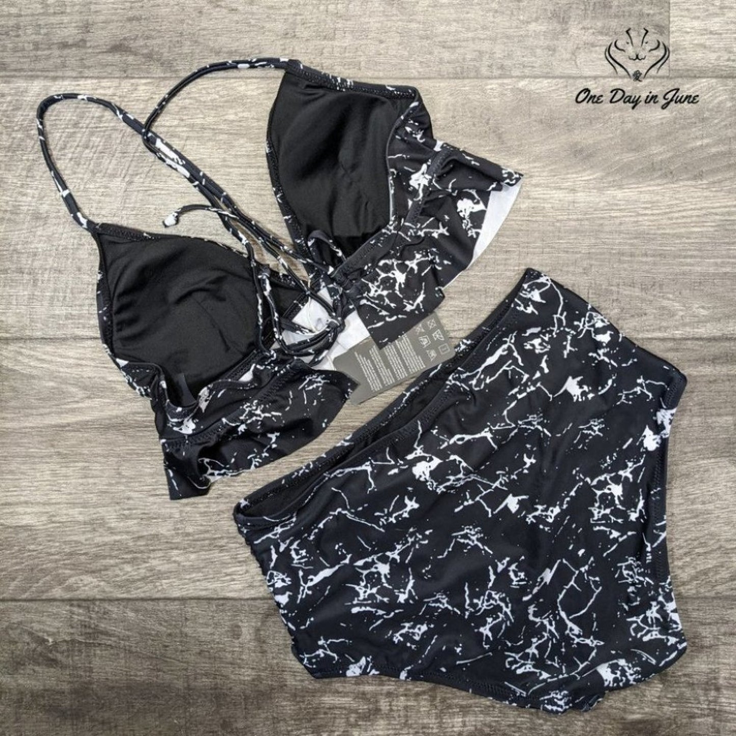 Souqfone High Waist Ruffled Bikini Swimsuit Size S