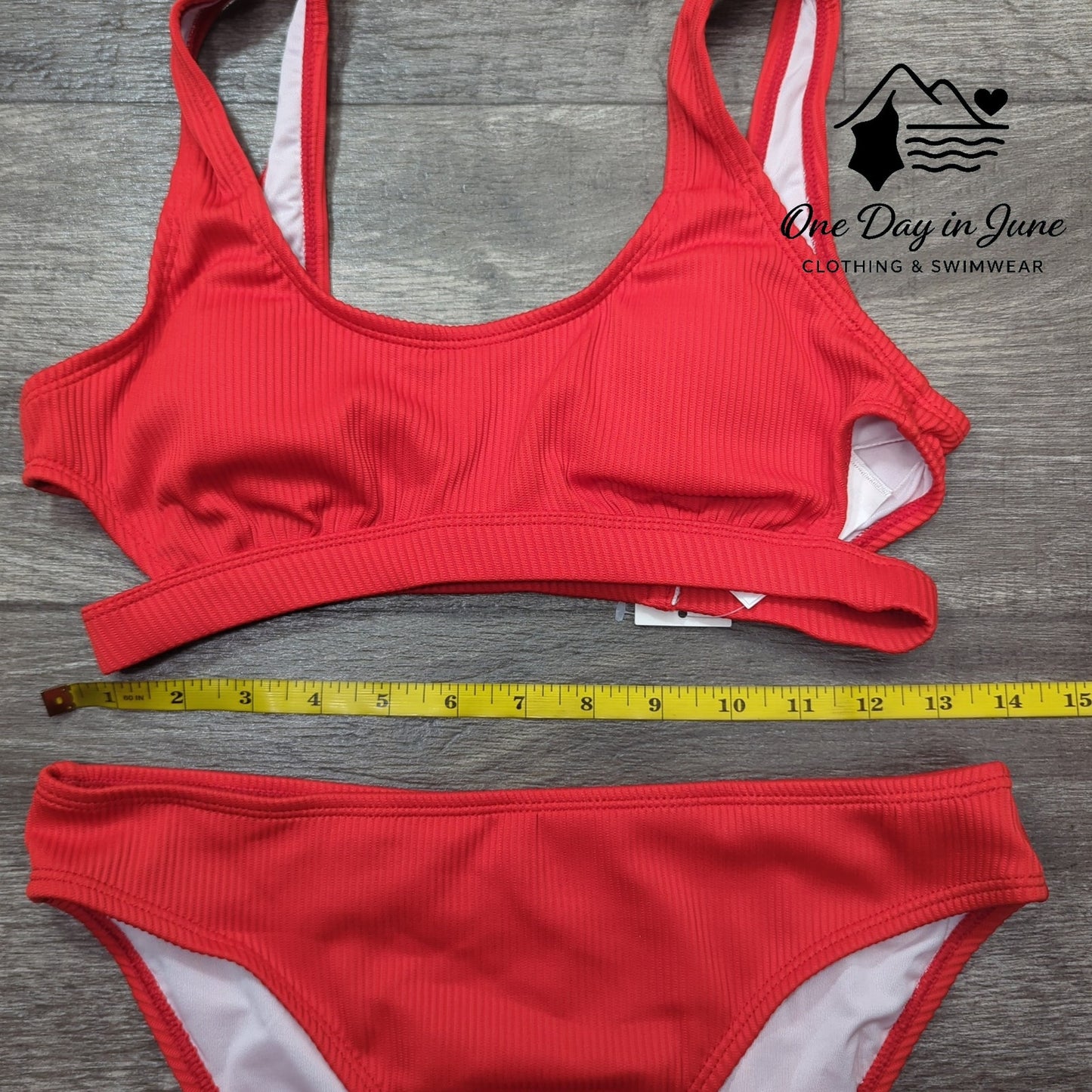 Cupshe Ribbed Crop Bikini Swimsuit Size S